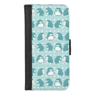 Blue Penguin pattern iPhone 8/7 Wallet Case