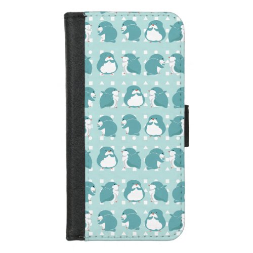 Blue Penguin pattern iPhone 87 Wallet Case
