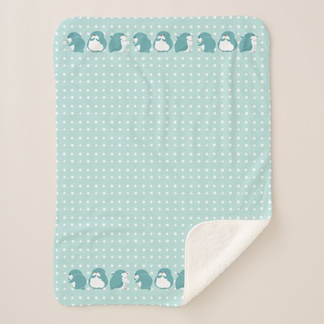 Blue Penguin   Sherpa Blanket (Front)