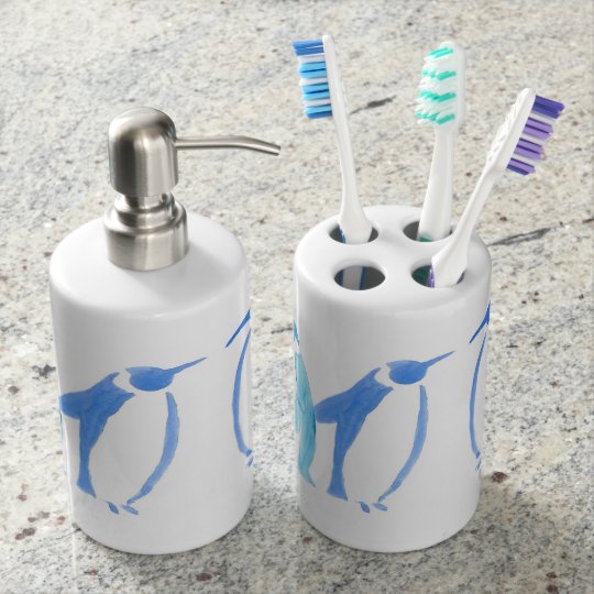 Blue Penguins Bathroom Set Zazzle Blue Penguins Bathroom Set