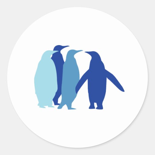 Blue Penguins Classic Round Sticker | Zazzle