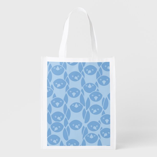 Blue penguins pattern background grocery bag (Front)