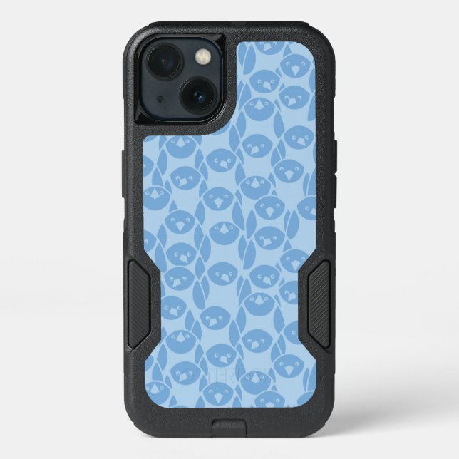 Blue penguins pattern background otterbox iPhone case (Back)
