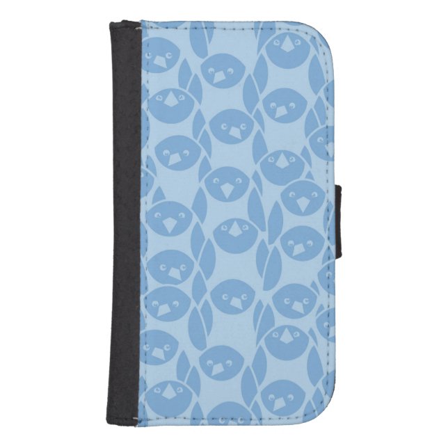 Blue penguins pattern background samsung galaxy wallet case (Front)