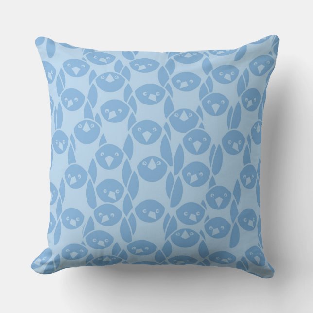 Blue penguins pattern background throw pillow (Front)