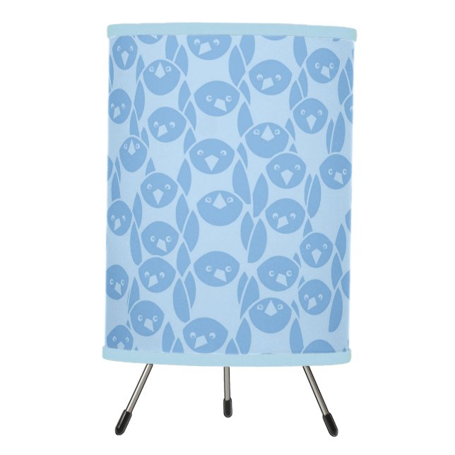 Blue penguins pattern background tripod lamp (Front)