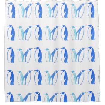 Blue Penguins Shower Curtain by AlteredBeasts at Zazzle