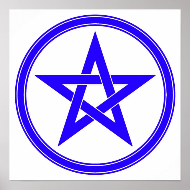 Blue Pentacle Pentagram Poster (Front)