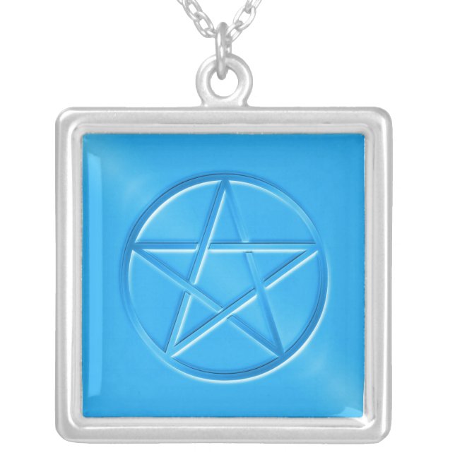 Blue Pentagram Pagan Necklace (Front)