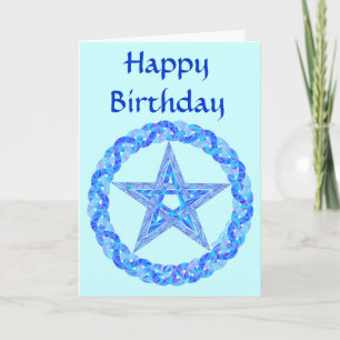 Blue Pentagram Wiccan Magical Things Birthday Card