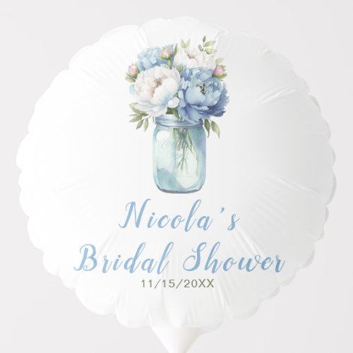 Blue Peonies Mason Jar Bridal Shower