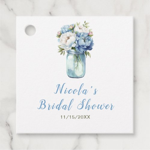 Blue Peonies Mason Jar Bridal Shower