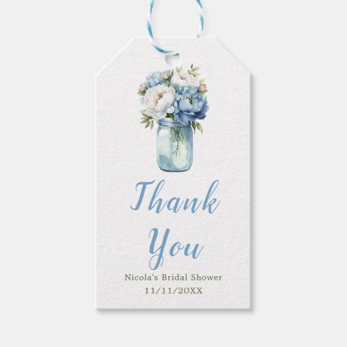 Blue Peonies Mason Jar Bridal Shower