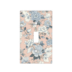 Blue Peonies Peach Botanical Vintage Floral Light Switch Cover