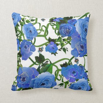 Blue Peonies Pillow by goldersbug at Zazzle