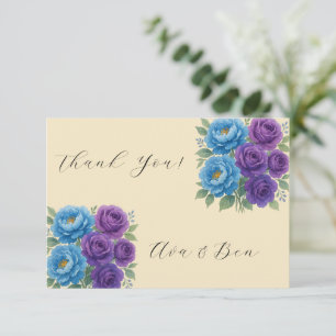 Blue Peony & Fig Purple Rose Bridal Shower Thank You Card