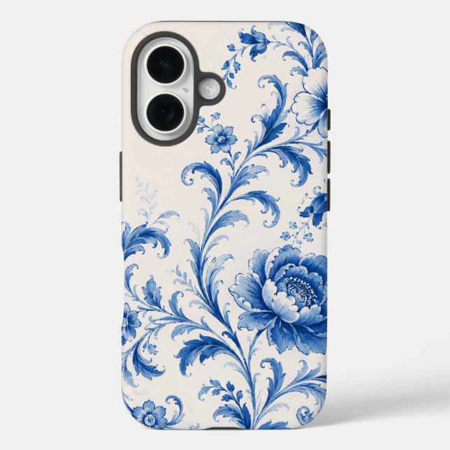 Blue Peony Floral Phone Case (Back)
