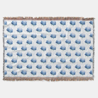 Blue Peony flower Throw Blanket