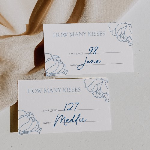 Blue  Peony Garden How Many Kisses Guess Card