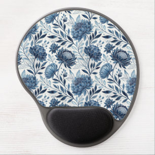 Blue Peony Garden Watercolor Gel Mouse Pad