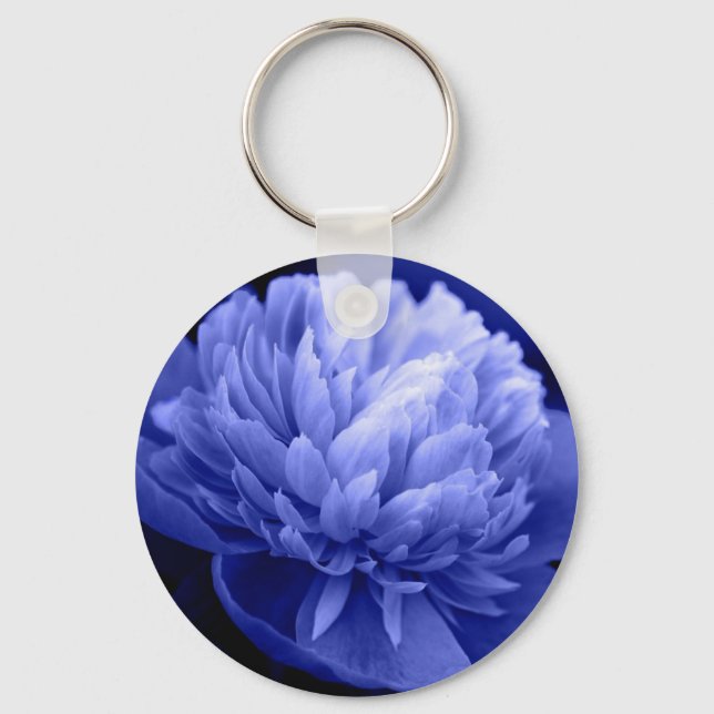 Blue Peony Key Chain (Front)