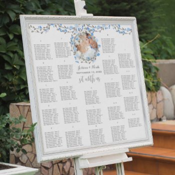 Blue Peony Photo Wedding Seating Chart by samack at Zazzle