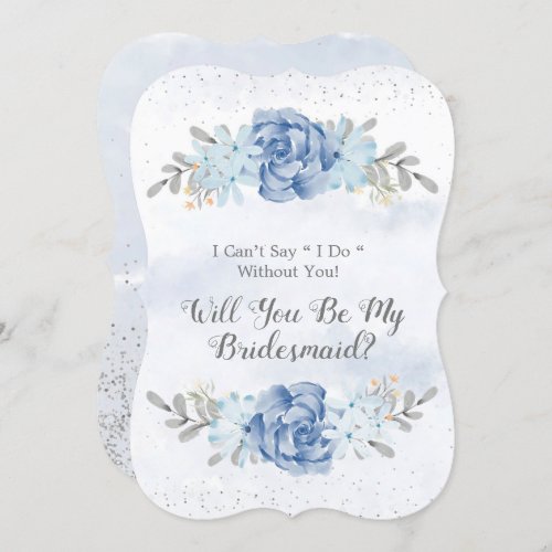 Blue Peony Will You Be My Bridesmaid Invites