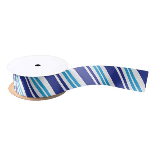 Blue Peppermint Stripe Satin Ribbon