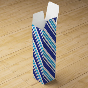 Blue Peppermint Stripe Wine Box
