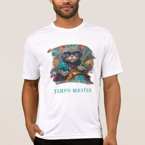  BLUE Percussionist Cool Cat AP91 DRUMMER T_Shirt