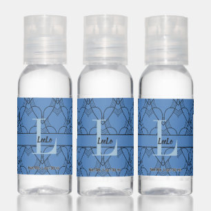Blue Perennial Hearts Monogram and Name Hand Sanitizer