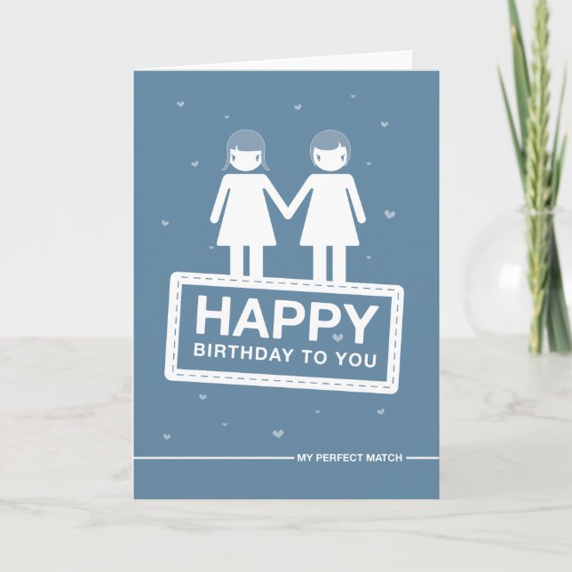 Blue | Perfect Match | Happy Birthday Card (Front)