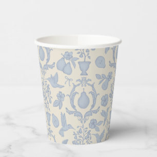 Blue Perfect Pear Damask Bridal Shower Paper Cups