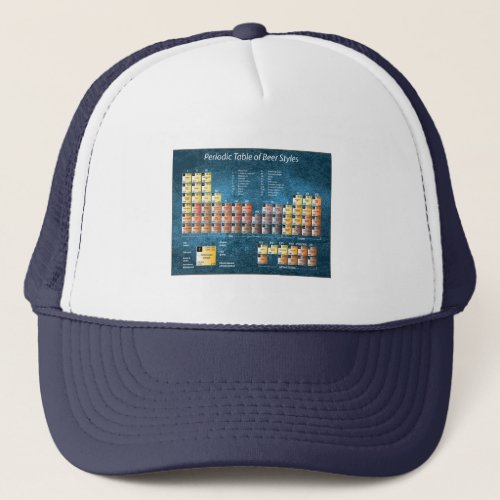 Blue periodic table of beer styles trucker hat