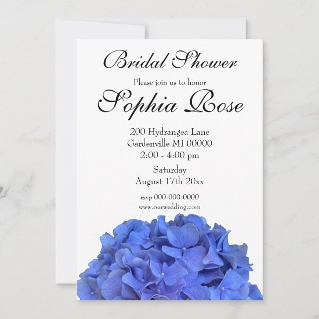 Blue periwinkle elegant floral Bridal shower Invitation (Front)