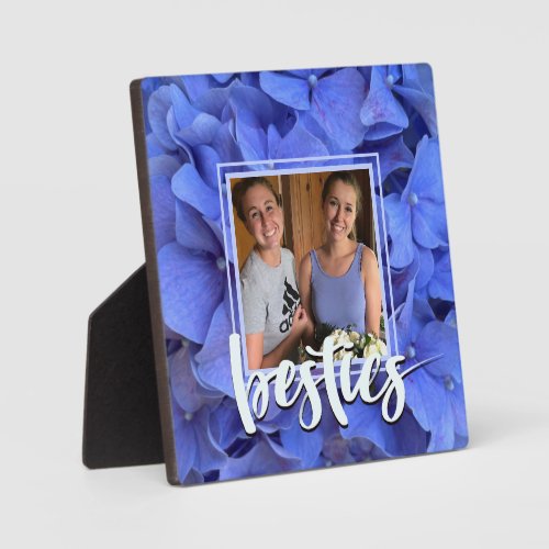 Blue periwinkle elegant floral hydrangea BFF photo Plaque