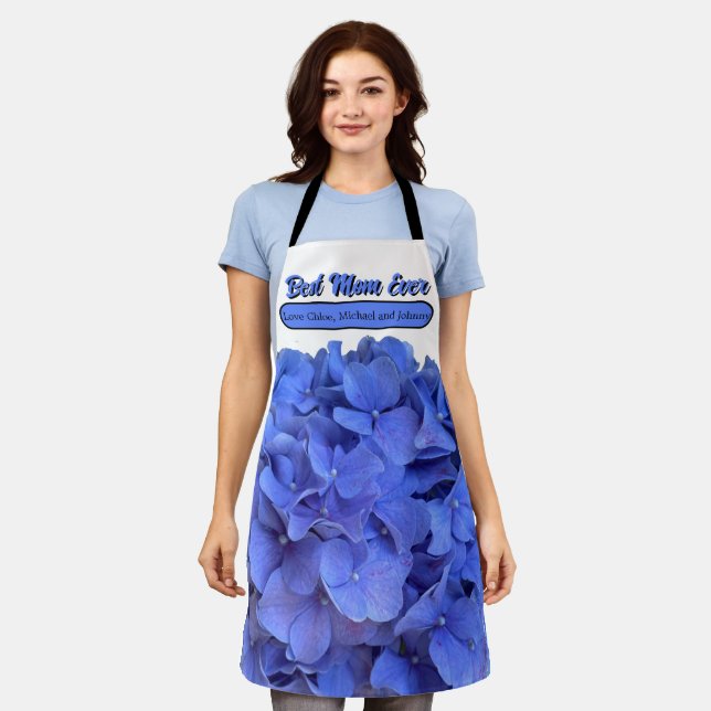 Blue periwinkle elegant floral hydrangeas  apron (Worn)