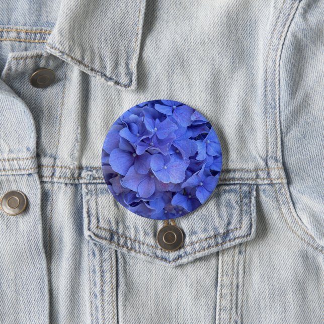 Blue periwinkle elegant floral hydrangeas  button (In Situ)