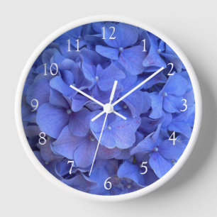 Blue periwinkle elegant floral hydrangeas  clock