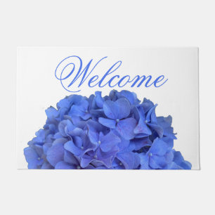 Blue periwinkle elegant floral hydrangeas doormat