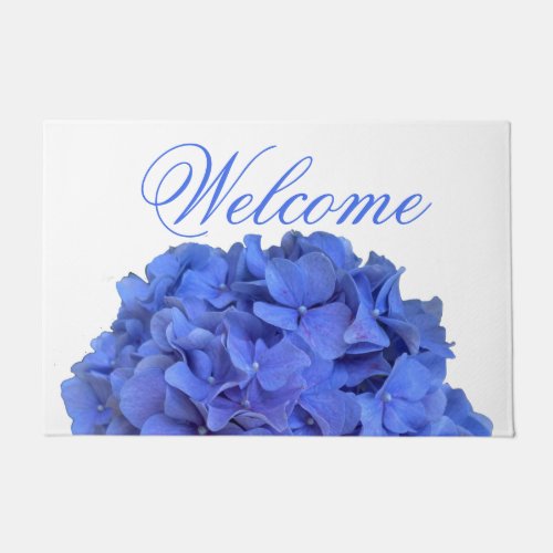 Blue periwinkle elegant floral hydrangeas  doormat