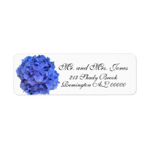 Blue periwinkle elegant floral hydrangeas label