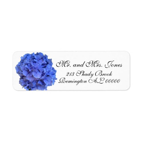 Blue periwinkle elegant floral hydrangeas  label