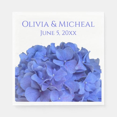 Blue periwinkle elegant floral hydrangeas  napkins