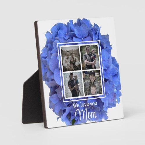 Blue periwinkle elegant floral hydrangeas photo plaque
