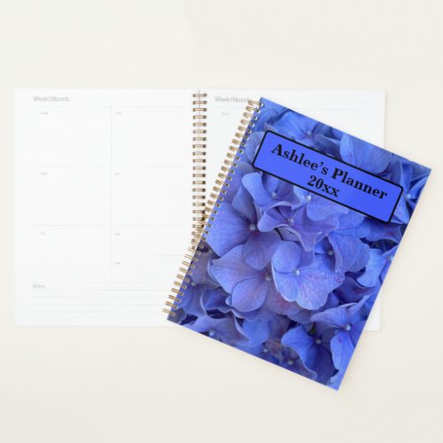 Blue periwinkle elegant floral hydrangeas  planner