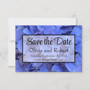 Blue periwinkle elegant floral hydrangeas  save the date