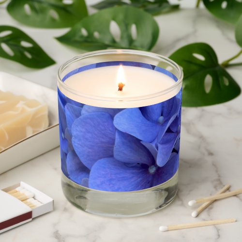Blue periwinkle elegant floral hydrangeas  scented candle