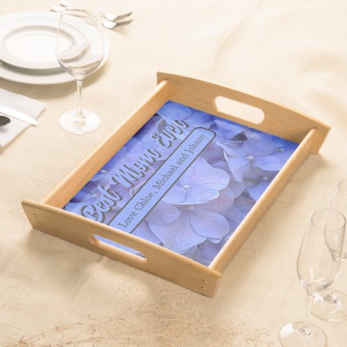 Blue periwinkle elegant floral hydrangeas  serving tray