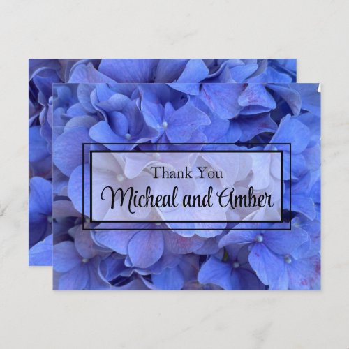 Blue periwinkle elegant floral hydrangeas  thank you card